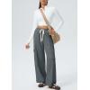 imageAleumdr Womens Wide Leg Cargo Sweatpants Casual Loose Pants Drawstring High Waisted Baggy Lounge Pants with PocketsDark Grey