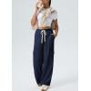 imageAleumdr Womens Wide Leg Cargo Sweatpants Casual Loose Pants Drawstring High Waisted Baggy Lounge Pants with PocketsNavy Blue