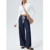 imageAleumdr Womens Wide Leg Cargo Sweatpants Casual Loose Pants Drawstring High Waisted Baggy Lounge Pants with PocketsNavy Blue