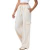 imageAleumdr Womens Wide Leg Cargo Sweatpants Casual Loose Pants Drawstring High Waisted Baggy Lounge Pants with PocketsBeige