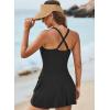 imageAleumdr One Piece Swimdress Swimsuits for Women Tummy Control Tie Knot Swim Dresses Skirt Bathing SuitBlack