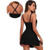 imageAleumdr One Piece Swimdress Swimsuits for Women Tummy Control Tie Knot Swim Dresses Skirt Bathing SuitBlack