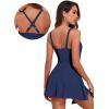 imageAleumdr One Piece Swimdress Swimsuits for Women Tummy Control Tie Knot Swim Dresses Skirt Bathing SuitDark Blue