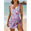imageAleumdr One Piece Swimdress Swimsuits for Women Tummy Control Tie Knot Swim Dresses Skirt Bathing SuitFloral Pink