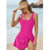 imageAleumdr One Piece Swimdress Swimsuits for Women Tummy Control Tie Knot Swim Dresses Skirt Bathing SuitHot Pink