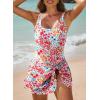 imageAleumdr One Piece Swimdress Swimsuits for Women Tummy Control Tie Knot Swim Dresses Skirt Bathing SuitPink Flower