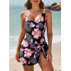 imageAleumdr One Piece Swimdress Swimsuits for Women Tummy Control Tie Knot Swim Dresses Skirt Bathing SuitPrinted Black