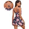 imageAleumdr One Piece Swimdress Swimsuits for Women Tummy Control Tie Knot Swim Dresses Skirt Bathing SuitPrinted Black