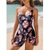 imageAleumdr One Piece Swimdress Swimsuits for Women Tummy Control Tie Knot Swim Dresses Skirt Bathing SuitPrinted Black