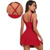imageAleumdr One Piece Swimdress Swimsuits for Women Tummy Control Tie Knot Swim Dresses Skirt Bathing SuitRed