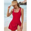 imageAleumdr One Piece Swimdress Swimsuits for Women Tummy Control Tie Knot Swim Dresses Skirt Bathing SuitRed