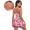 imageAleumdr One Piece Swimdress Swimsuits for Women Tummy Control Tie Knot Swim Dresses Skirt Bathing SuitRed Flower