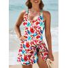 imageAleumdr One Piece Swimdress Swimsuits for Women Tummy Control Tie Knot Swim Dresses Skirt Bathing SuitRed Flower