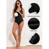 imageAleumdr Womens Ribbed Ruched Two Piece Tankini Bathing Suits Tummy Control Swim Top with Bottom SwimsuitsBlack
