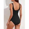imageAleumdr Womens Ribbed Ruched Two Piece Tankini Bathing Suits Tummy Control Swim Top with Bottom SwimsuitsBlack