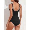 imageAleumdr Womens Ribbed Ruched Two Piece Tankini Bathing Suits Tummy Control Swim Top with Bottom SwimsuitsBlack White