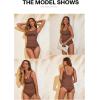 imageAleumdr Womens Ribbed Ruched Two Piece Tankini Bathing Suits Tummy Control Swim Top with Bottom SwimsuitsCoffee