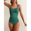 imageAleumdr Womens Ribbed Ruched Two Piece Tankini Bathing Suits Tummy Control Swim Top with Bottom SwimsuitsGreen