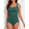 imageAleumdr Womens Ribbed Ruched Two Piece Tankini Bathing Suits Tummy Control Swim Top with Bottom SwimsuitsGreen