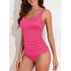 imageAleumdr Womens Ribbed Ruched Two Piece Tankini Bathing Suits Tummy Control Swim Top with Bottom SwimsuitsHot Pink