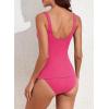 imageAleumdr Womens Ribbed Ruched Two Piece Tankini Bathing Suits Tummy Control Swim Top with Bottom SwimsuitsHot Pink