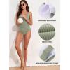 imageAleumdr Womens Ribbed Ruched Two Piece Tankini Bathing Suits Tummy Control Swim Top with Bottom SwimsuitsLaurel Green