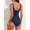 imageAleumdr Womens Ribbed Ruched Two Piece Tankini Bathing Suits Tummy Control Swim Top with Bottom SwimsuitsNavy Blue