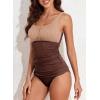 imageAleumdr Womens Ribbed Ruched Two Piece Tankini Bathing Suits Tummy Control Swim Top with Bottom SwimsuitsOatmeal