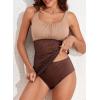 imageAleumdr Womens Ribbed Ruched Two Piece Tankini Bathing Suits Tummy Control Swim Top with Bottom SwimsuitsOatmeal