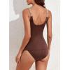 imageAleumdr Womens Ribbed Ruched Two Piece Tankini Bathing Suits Tummy Control Swim Top with Bottom SwimsuitsOatmeal