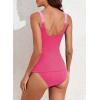 imageAleumdr Womens Ribbed Ruched Two Piece Tankini Bathing Suits Tummy Control Swim Top with Bottom SwimsuitsPink