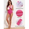 imageAleumdr Womens Ribbed Ruched Two Piece Tankini Bathing Suits Tummy Control Swim Top with Bottom SwimsuitsPink