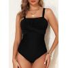 imageAleumdr Womens One Piece Swimsuit Tummy Control Bathing Suit Crisscross Retro Ruched Push Up SwimwearBlack