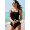 imageAleumdr Womens One Piece Swimsuit Tummy Control Bathing Suit Crisscross Retro Ruched Push Up SwimwearBlack