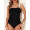imageAleumdr Womens One Piece Swimsuit Tummy Control Bathing Suit Crisscross Retro Ruched Push Up SwimwearBlack White