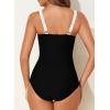 imageAleumdr Womens One Piece Swimsuit Tummy Control Bathing Suit Crisscross Retro Ruched Push Up SwimwearBlack White