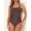 imageAleumdr Womens One Piece Swimsuit Tummy Control Bathing Suit Crisscross Retro Ruched Push Up SwimwearBrown