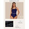 imageAleumdr Womens One Piece Swimsuit Tummy Control Bathing Suit Crisscross Retro Ruched Push Up SwimwearNavy Blue