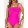 imageAleumdr Womens One Piece Swimsuit Tummy Control Bathing Suit Crisscross Retro Ruched Push Up SwimwearPink