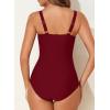 imageAleumdr Womens One Piece Swimsuit Tummy Control Bathing Suit Crisscross Retro Ruched Push Up SwimwearRed