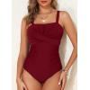 imageAleumdr Womens One Piece Swimsuit Tummy Control Bathing Suit Crisscross Retro Ruched Push Up SwimwearRed