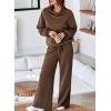 imageAleumdr Womens 2 Piece Outfits Lounge Set Mock Neck Long Sleeve Sweatshirt With Wide Leg Pants Sweatsuit Fall 2025Brown