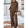 imageAleumdr Womens 2 Piece Outfits Lounge Set Mock Neck Long Sleeve Sweatshirt With Wide Leg Pants Sweatsuit Fall 2025Brown