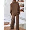 imageAleumdr Womens 2 Piece Outfits Lounge Set Mock Neck Long Sleeve Sweatshirt With Wide Leg Pants Sweatsuit Fall 2025Brown