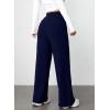 imageAleumdr Womens Ribbed Wide Leg Lounge Pants with Pockets Casual Relaxed Comfy Loose Soft Knit Pajama Pants with DrawstringA3 Navy Blue