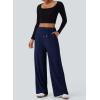 imageAleumdr Womens Ribbed Wide Leg Lounge Pants with Pockets Casual Relaxed Comfy Loose Soft Knit Pajama Pants with DrawstringA3 Navy Blue