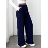imageAleumdr Womens Ribbed Wide Leg Lounge Pants with Pockets Casual Relaxed Comfy Loose Soft Knit Pajama Pants with DrawstringA3 Navy Blue