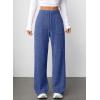 imageAleumdr Womens Ribbed Wide Leg Lounge Pants with Pockets Casual Relaxed Comfy Loose Soft Knit Pajama Pants with DrawstringA5 Blue