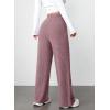 imageAleumdr Womens Ribbed Wide Leg Lounge Pants with Pockets Casual Relaxed Comfy Loose Soft Knit Pajama Pants with DrawstringPink Brown