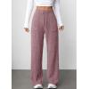 imageAleumdr Womens Ribbed Wide Leg Lounge Pants with Pockets Casual Relaxed Comfy Loose Soft Knit Pajama Pants with DrawstringPink Brown